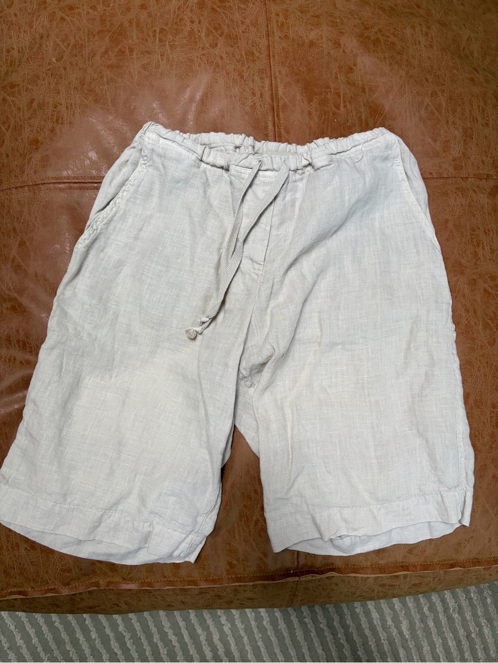 CP Shades Diane Firsten Hampton Lagenlook Linen Bermuda Shorts Beige XS